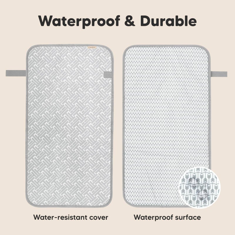 KeaBabies Portable Diaper Changing Pad - Waterproof Foldable Baby Changing Mat - Travel Diaper Change Mat - Lightweight Changing Pads for Baby - Baby Changer - Machine Washable (Gray Mod) - Image 4