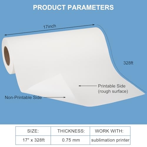 imtfzct Sublimation Paper Roll Fast Dry 105gsm 17 Inch x 328 Feet, Compatible with Inkjet Printer, For T-Shirts Mugs Fabric DIY - Image 2