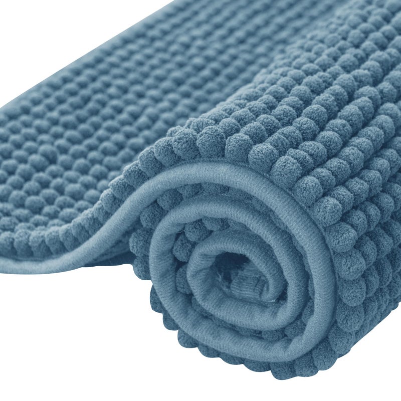 SUBRTEX Bathroom Rugs 20 x 32 Chenille Bath Rug Soft Short Plush Bath Mat Soft Shower Mat Water Absorbent Shower Mat Quick Dry Machine Washable Stone Blue