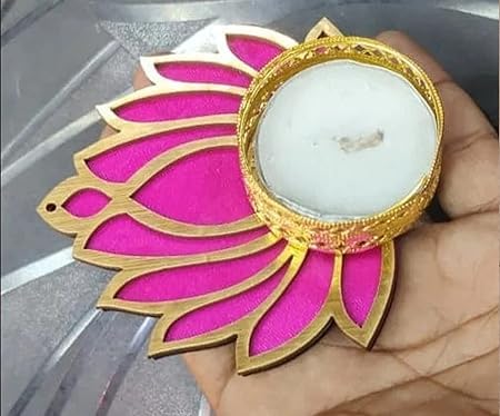 Handmade Lotus Floor Decoration Reusable Rangoli for Puja DecorTealight Candle HolderLotus Diya for Pooja Festival Dcor 7 pcsLamp Temple DecorationLotus Deepam for Goddess Worship pack of 10 - Image 4