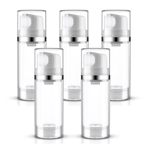 Cosywell Airless Pump Dispenser Bottles 5 Pack 3.4oz/100ml Empty Moisturizer Pump Dispenser Airless Cosmetic Pump Container Travel Pump Bottles for Toiletries Shampoo Lotion - Image 1