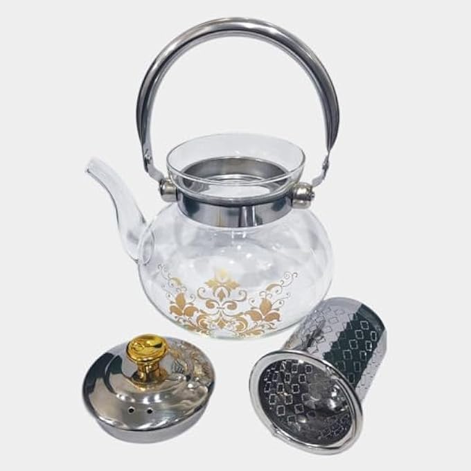 ECVV 1000Ml Glass Teapot Stovetop Safe Tea Kettle With Removable Infuser For Home Office Blooming  Loose Leaf Teapots Stovetop Transparent - Image 2