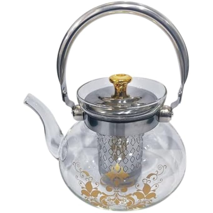 ECVV 1000Ml Glass Teapot Stovetop Safe Tea Kettle With Removable Infuser For Home Office Blooming  Loose Leaf Teapots Stovetop Transparent - Image 1