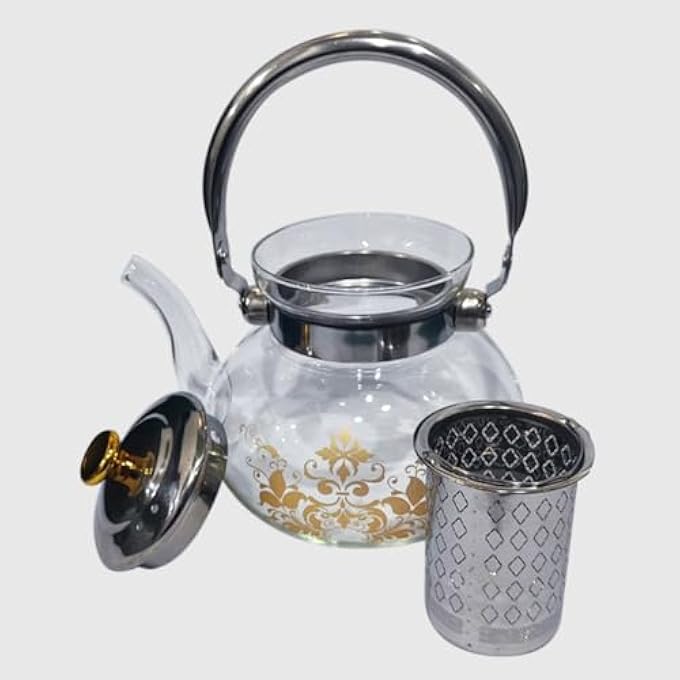 ECVV 1000Ml Glass Teapot Stovetop Safe Tea Kettle With Removable Infuser For Home Office Blooming  Loose Leaf Teapots Stovetop Transparent - Image 3