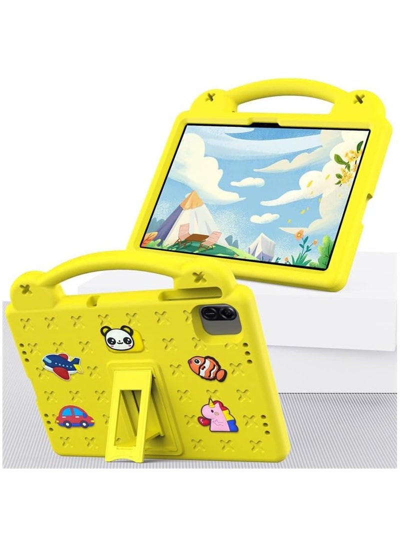 VKL Kids Case Compatible with Honor Pad X8a 11-inch 2024 Anti-Fall Shockproof Stand Hand-Held EVA Protective Cover for Honor Pad X8a (Yellow) - Image 2