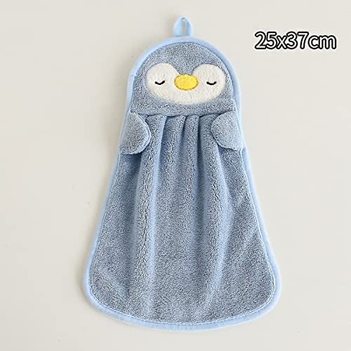 wolpin Microfiber Hand Towel 37 x 25 cm, Ultra Soft & Absorbent Face Towel for Kids, Men & Women, Bathroom, Kitchen, Washbasin Hanging Napkin, Cute Blue Penguin Design - Image 4