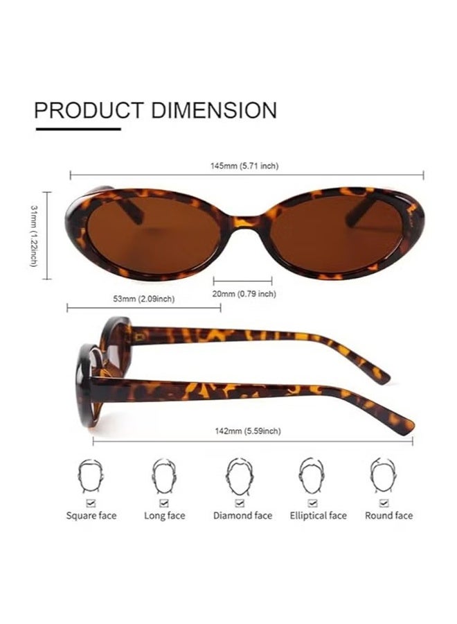 HY 2 PcsTrendy Retro Oval Sunglasses for Women, 90s Small Y2K Fashion Vintage Narrow Sun Glasses - Image 2