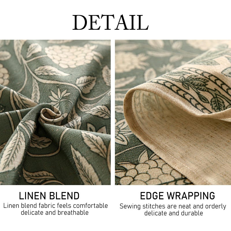 Isaenne Designer Grayish Green Linen Round Tablecloth Floral Elegant Stain Resistant Table Cloth Fall Vintage Decor Tablecloths For Dining Thanksgiving Kitchen Party Diameter 67""-Andrew A - Image 5