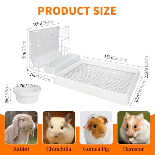 BESNEW 3 in 1 Rabbit Hay Feeder with Litter Box,Upgraded Metal Hay Rack & Litter Tray & Water Bowl,Quick Cleaning,Easy to Install,Bunny Supplies for Rabbit Guinea Pig Chinchilla Small Animals - Image 4