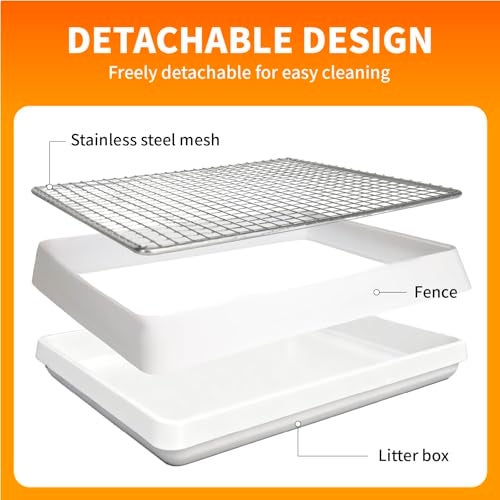 BESNEW 3 in 1 Rabbit Hay Feeder with Litter Box,Upgraded Metal Hay Rack & Litter Tray & Water Bowl,Quick Cleaning,Easy to Install,Bunny Supplies for Rabbit Guinea Pig Chinchilla Small Animals - Image 5
