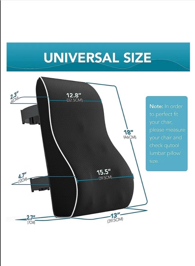 Car Back Cushion Lumbar Support Pillow for Home, Office, Car, Black Large Wheelchair and Computer Gaming Chair - Image 3