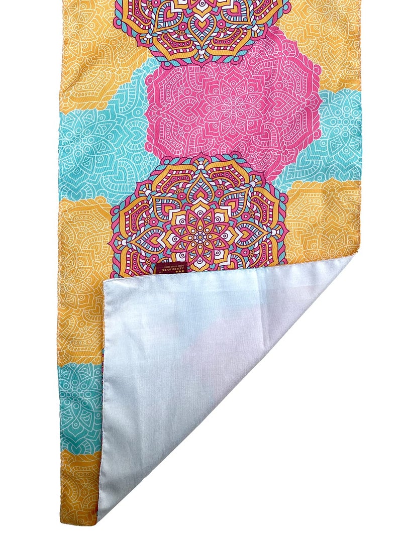 AEROHAVEN Abstract Pink & Yellow HD Digital Printed Premium Modern 4 Seater Table Runner Cloth - TR-25 - (Pink & Yellow, 13 x 60 Inch) - Image 3
