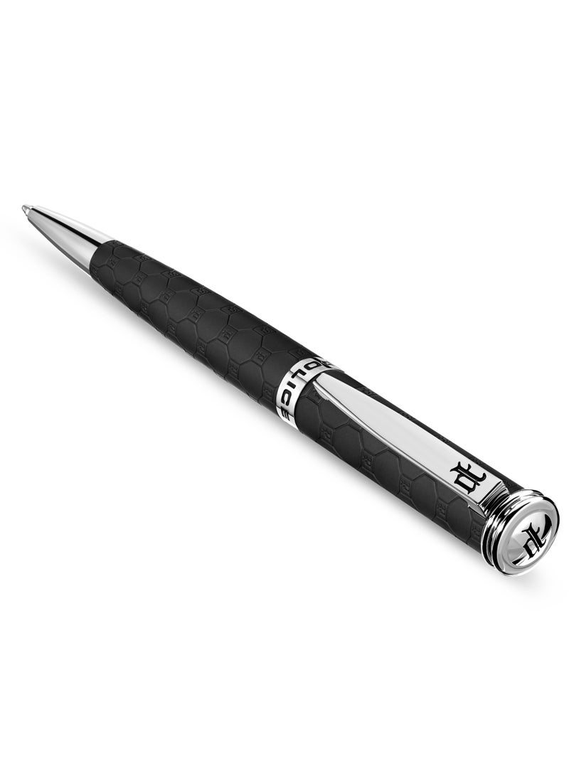 POLICE Black Stainless Steel Silver Trims Ballpoint Pen with Blue Ink 138.5mm - Image 2