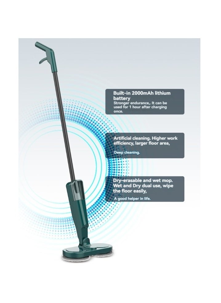 Generic - Electric mop, cordless rotating mop with sprinkler, powerful rotation for up to 60 minutes, floor cleaning and polishing machine, used for hardwood, tile flooring, cleaning and waxing green - Image 1