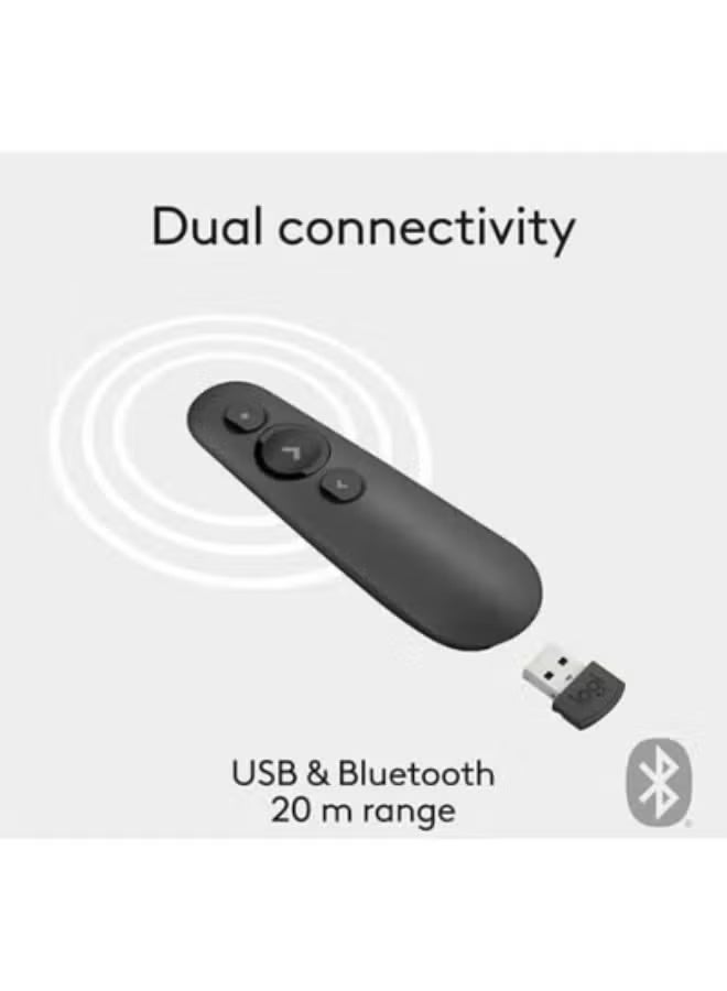 جهاز تحكم لاسلكي للعروض التقديمية مع مؤشر ليزر، يعمل بالبلوتوث ومستقبل USB، مدى 20 متر، أزرار قابلة للتخصيص وبطارية طويلة العمر للاجتماعات والعروض - Image 3