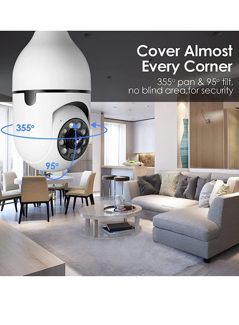 ELTRAZONE Pan Tilt Security Light Camera V380 130W dpi Smart Wireless WIFI Full Color Bulb Camera 2.4Ghz 360 Degree E27 Panoramic IP Camera - Image 4
