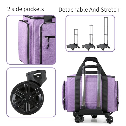 BatlFrist Rolling Teacher Bag with Five 360-Degree Swivel Wheels,Teacher Tote Bag with Detachable Trolley,Using YKK zipers,Fits for 15.6" Laptop (Lilac) - Image 4