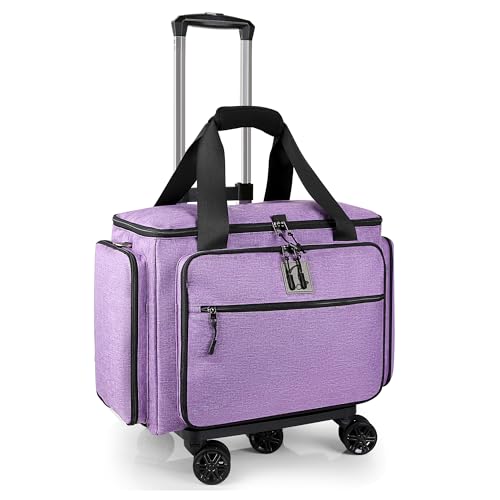 BatlFrist Rolling Teacher Bag with Five 360-Degree Swivel Wheels,Teacher Tote Bag with Detachable Trolley,Using YKK zipers,Fits for 15.6" Laptop (Lilac) - Image 1