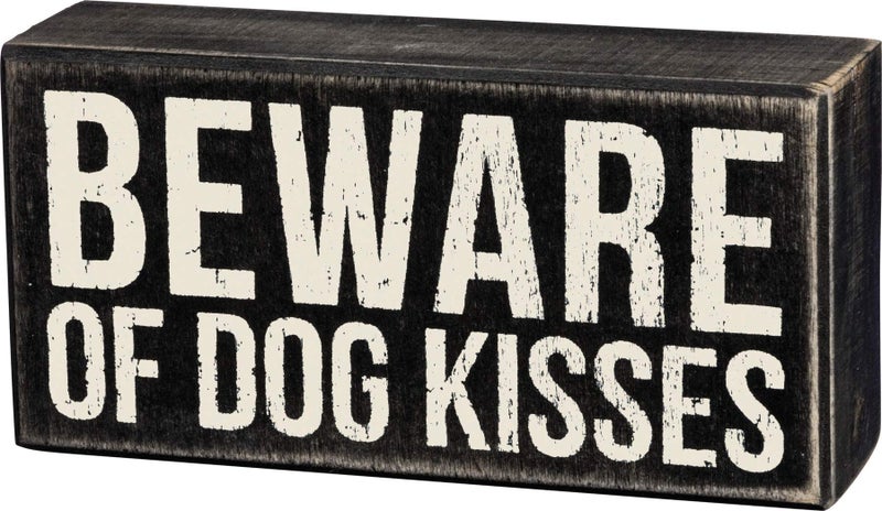 Primitives by Kathy Classic Box Sign  6"" x 3""  Dog Kisses - Image 1