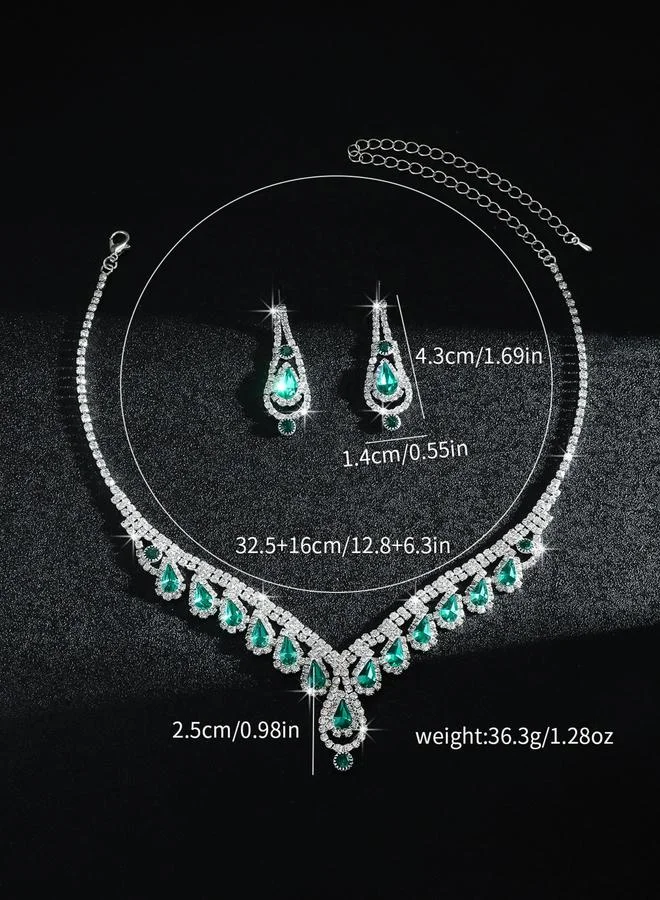 Take Two Emerald Green Crystal Necklace and Earrings Set