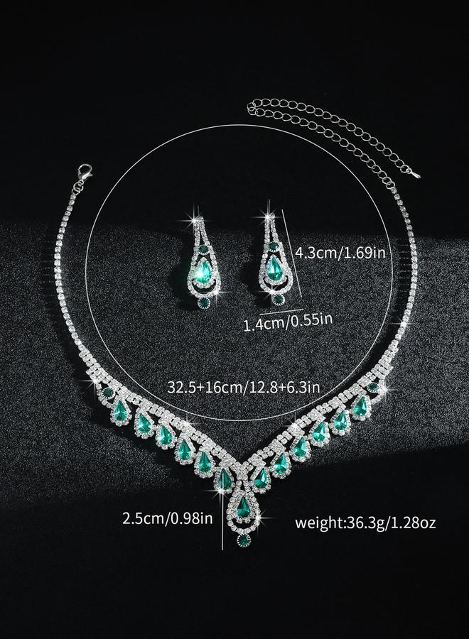 Take Two Emerald Green Crystal Necklace and Earrings Set - Image 2