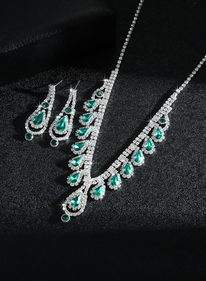 Take Two Emerald Green Crystal Necklace and Earrings Set - Image 4