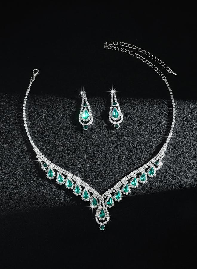 Take Two Emerald Green Crystal Necklace and Earrings Set - Image 5
