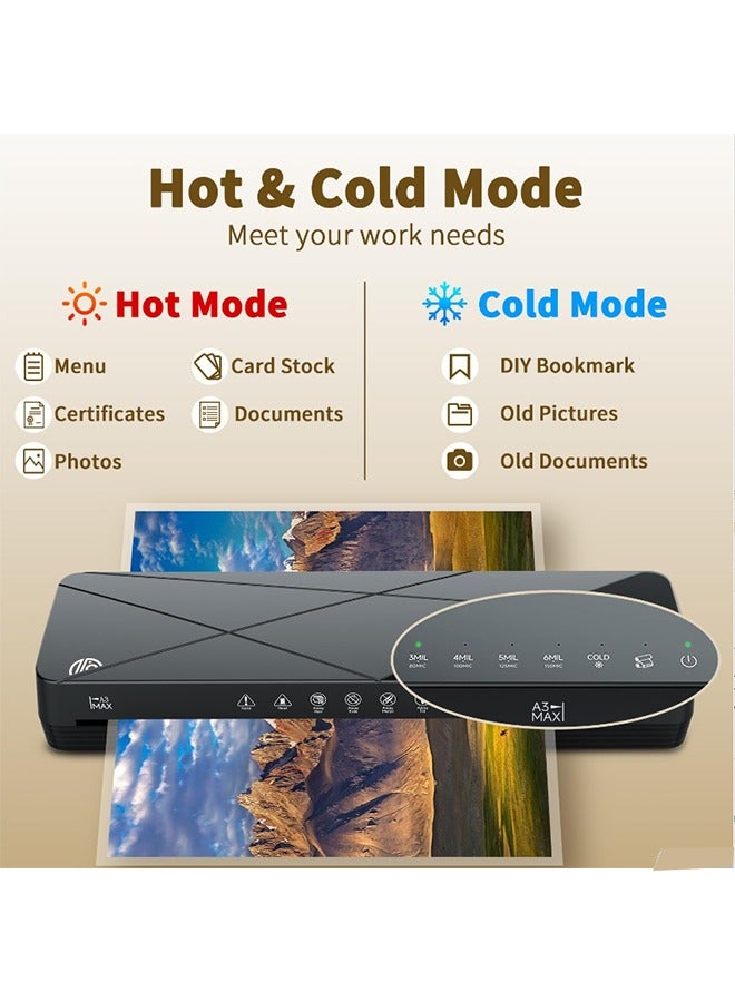 FN Laminator Machine,13 Inch,Thermal Laminator,Cold & Hot A3-A6 Laminating Machine,𝟔𝟎𝐬 𝐐𝐮𝐢𝐜𝐤 Warm-Up,One-Touch ABS Function,Jam-Free Laminating Machine  - Image 2