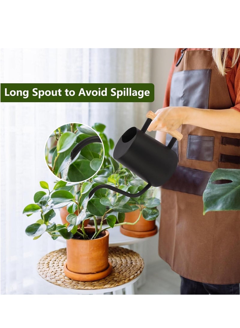 كابتن تيك Stainless Steel Watering Can with Long Spout, 35oz Indoor Watering Pot for House Plants, Bonsai, and Outdoor Garden Flowers - Elegant Black Design - Image 4