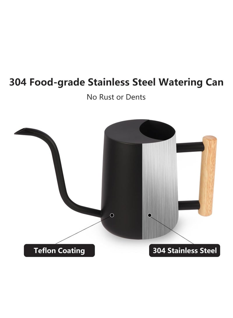 كابتن تيك Stainless Steel Watering Can with Long Spout, 35oz Indoor Watering Pot for House Plants, Bonsai, and Outdoor Garden Flowers - Elegant Black Design - Image 3