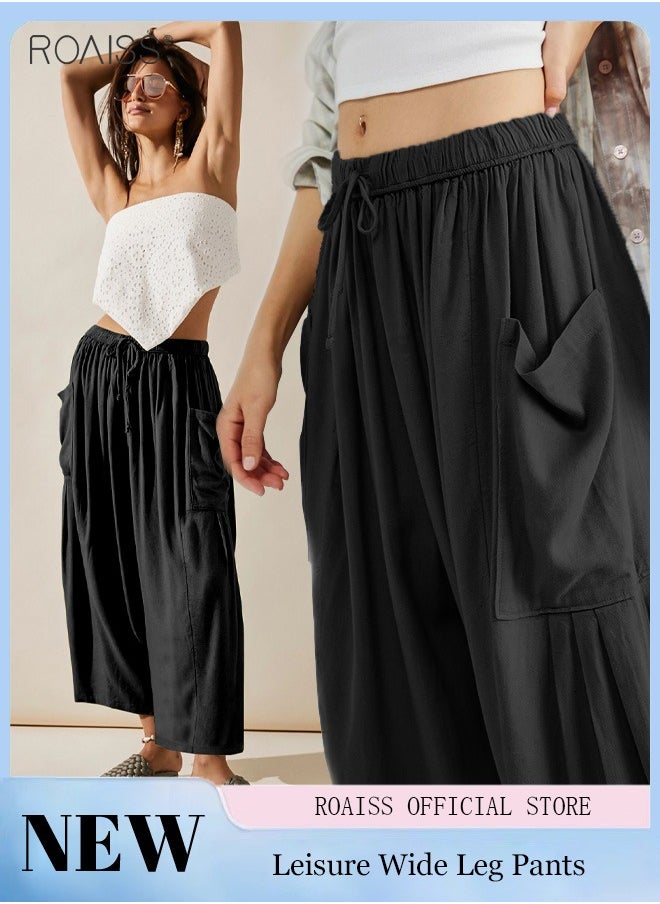 Women's Wide Leg Pants High Waisted Elastic Drawstring Casual Yoga Pants With Pockets - pzsku/ZDBD8B58BB6C97208F782Z/45/_/1706766269/5c2d55f8-0f64-4771-b980-f51d1185cadd