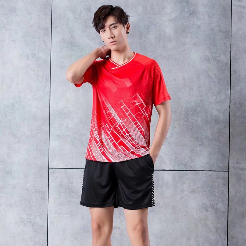 Generic New Badminton Set for Team Training and Casual Sports men's red top