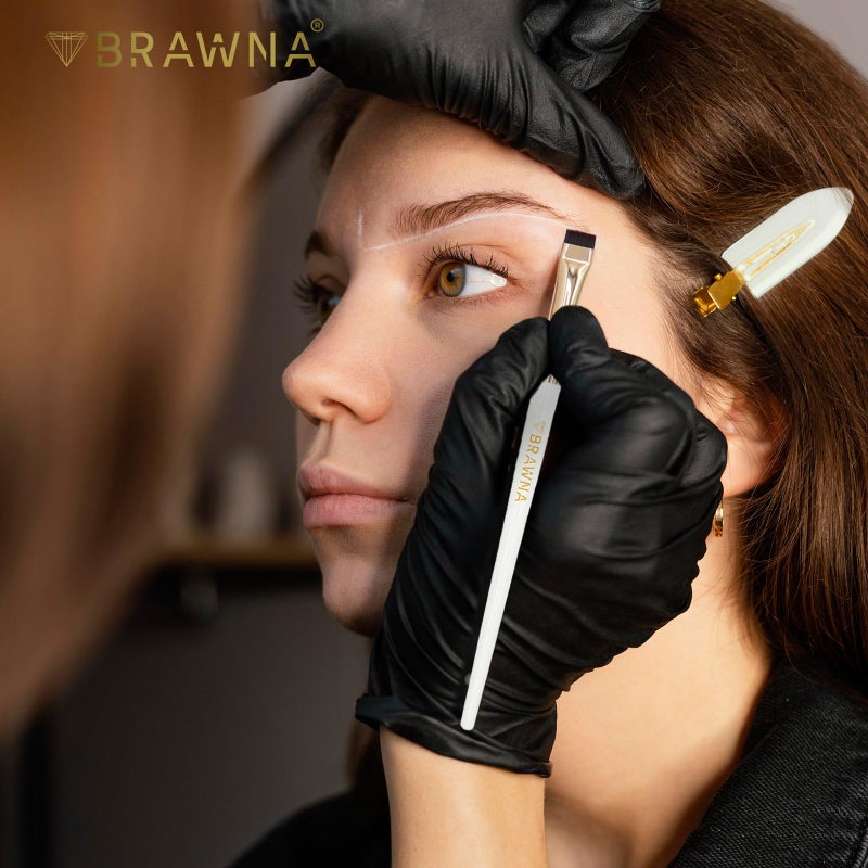 BRAWNA Eyebrow Brush Set - 3 Pcs Angled Precision Eyeliner Makeup Brushes - Brow & Lip Mapping - Concealer Flat Brush - Powder, Cream, Pomade, Paste - Image 3