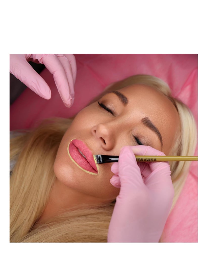 BRAWNA BRAWNA Eyebrow Brush Set with Brow Ruler Stickers - 3 Pcs Angled Precision Eyeliner Makeup Brushes - Brow & Lip Mapping - Concealer Flat Brush - Liner Brush for Gel, Powder, Cream, Pomade, Paste  - Image 4