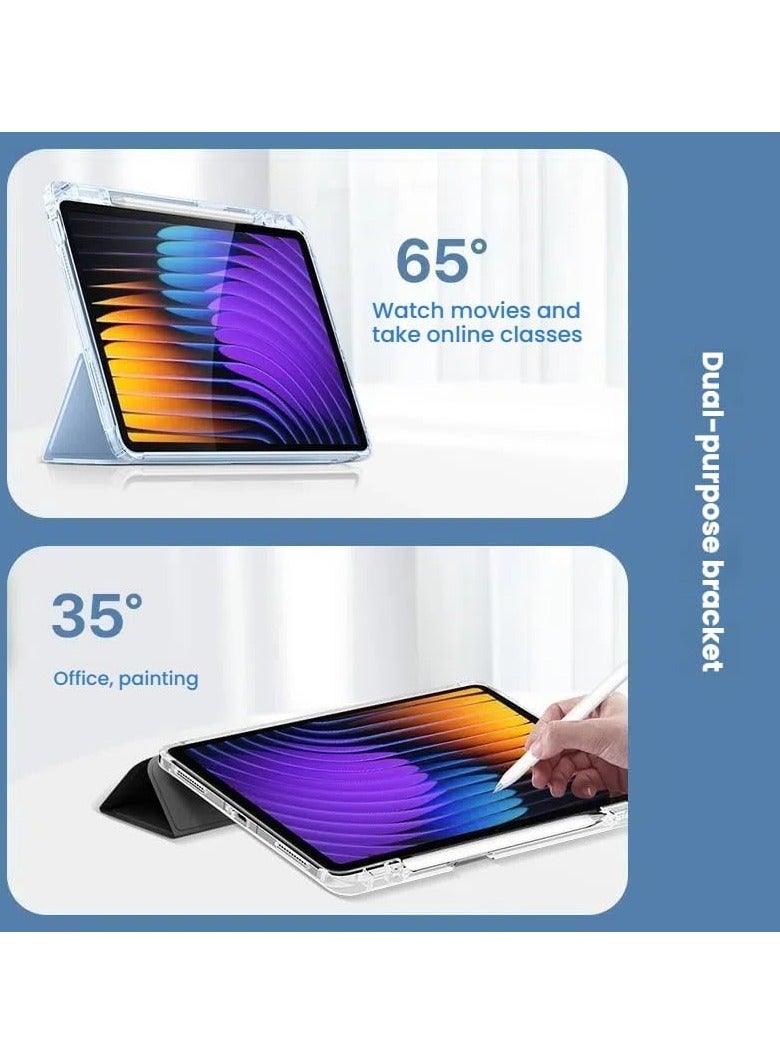 Case Compatible with Xiaomi Redmi Pad 2 11-inch (2025) Tablet, Trifold Stand Shell with Pencil Holder,Leather Clear Back Cover with Automatically Wake Up Sleep (Lavender) - Image 2