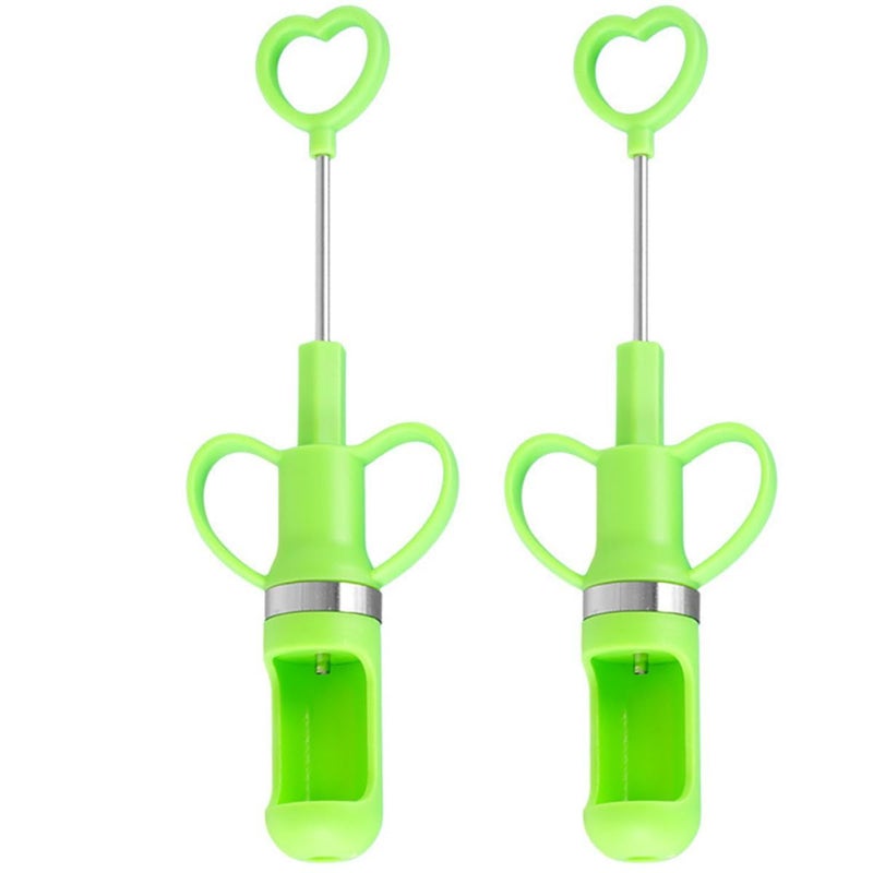 2pcs Green Heart Shaped Multifunctional Cherry Pitter Tool with Long Handle - Image 2