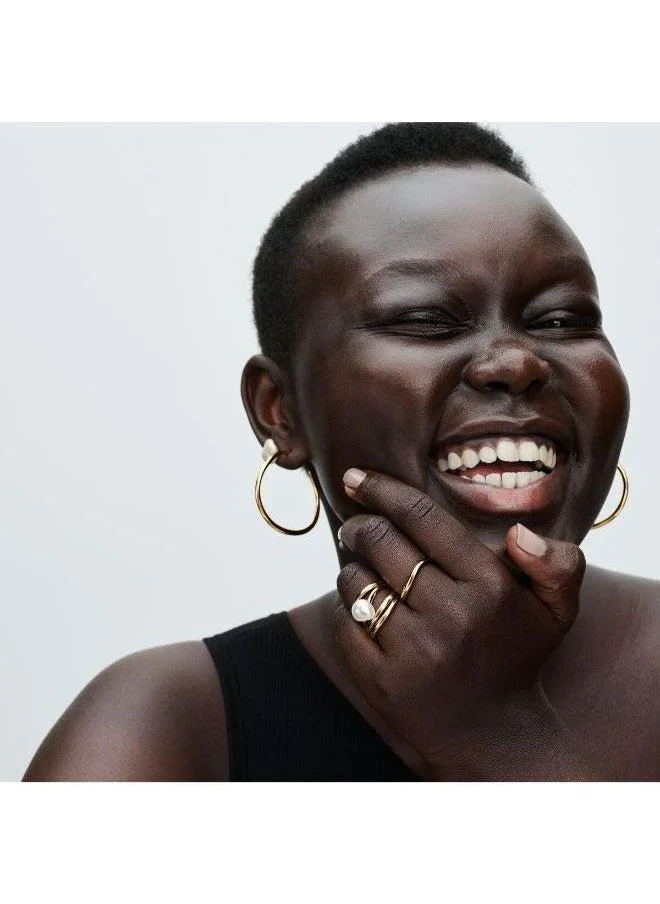 باندورا أقراط دائرية مطلية بالذهب عيار 14 قيراط