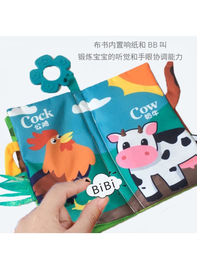 Baby Brain Development Cartoon Cloth Book Baby Tear Not To Rupture Early Teaching Ring Paper Animal Tail Cloth Book Toy - Image 2