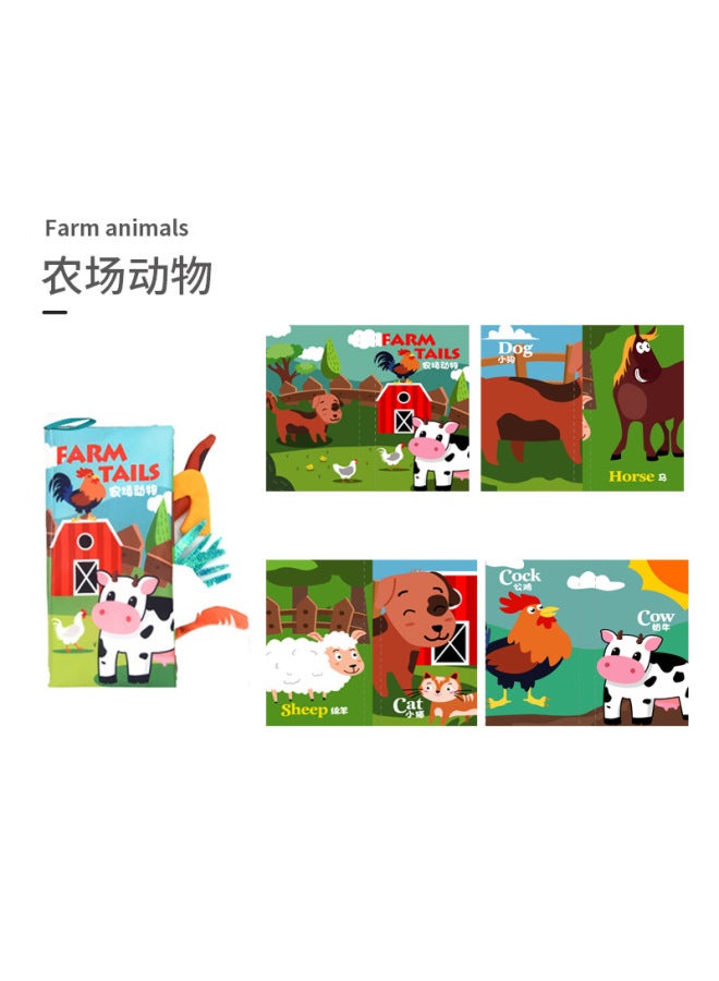 Baby Brain Development Cartoon Cloth Book Baby Tear Not To Rupture Early Teaching Ring Paper Animal Tail Cloth Book Toy - Image 4