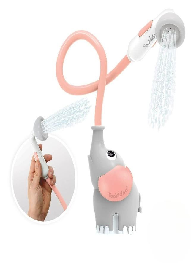 Yookidoo Yookidoo Baby Bath Shower Head - Elephant Water Pump with Trunk Spout Rinser - Control Water Flow from 2 Elephant Trunk Knobs for Maximum Fun in Tub or Sink for Newborn Babies(Pink)  - Image 1