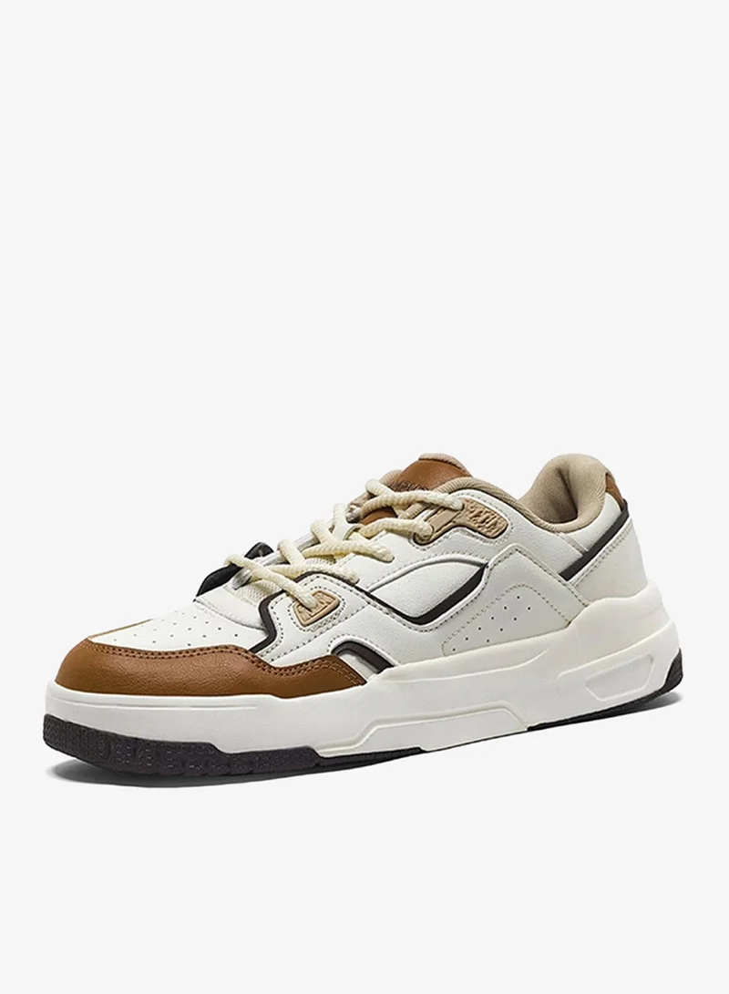 Campus Off White/Brown Men Sync Bubble Yoga Max Lace-Up Sneakers-Off White for Men | Best Price UAE
