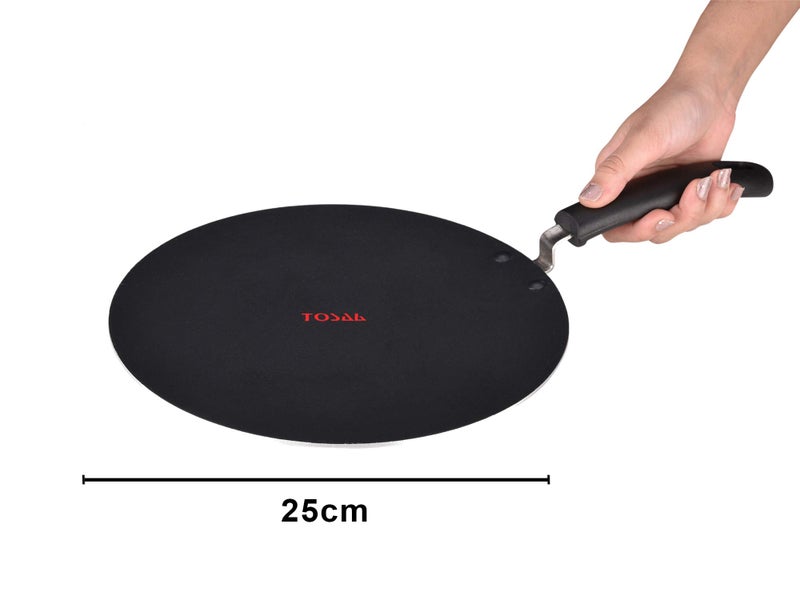 Tosaa Aluminium Non-Stick Concave Tawa, Black, 25cm - Image 4