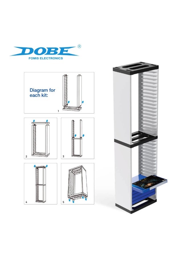 Dobe Vertical Storage Stand for Video Game Cards - White - 36 Slots - Image 3