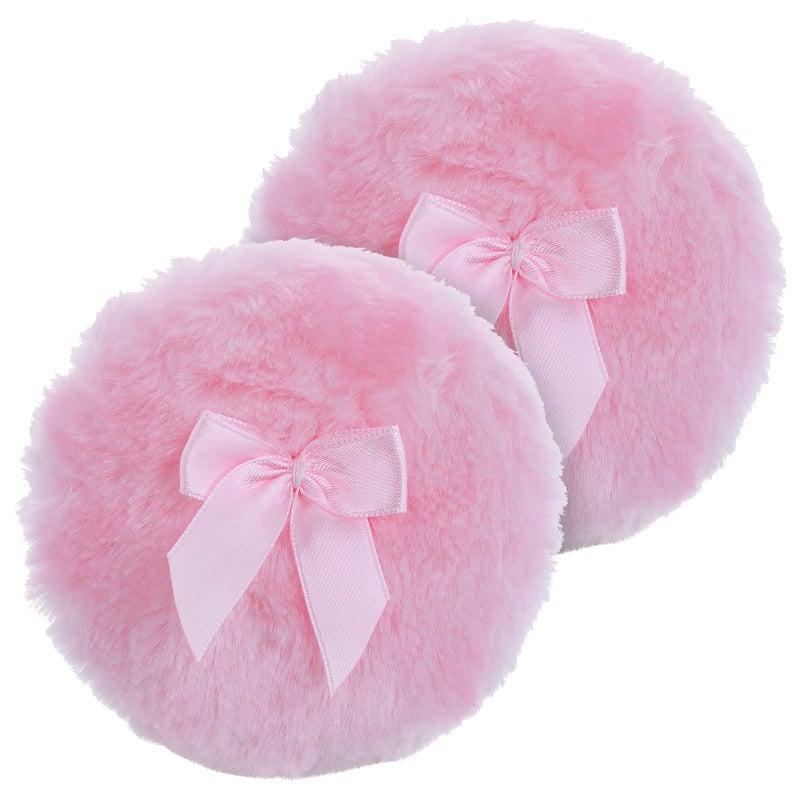 Sibba Large Fluffy Puff 4 Inch Ultra Soft Washable Reusable Velour Face Body Puff Loose Puffs Wet Dry Makeup Tool Pink - Image 3