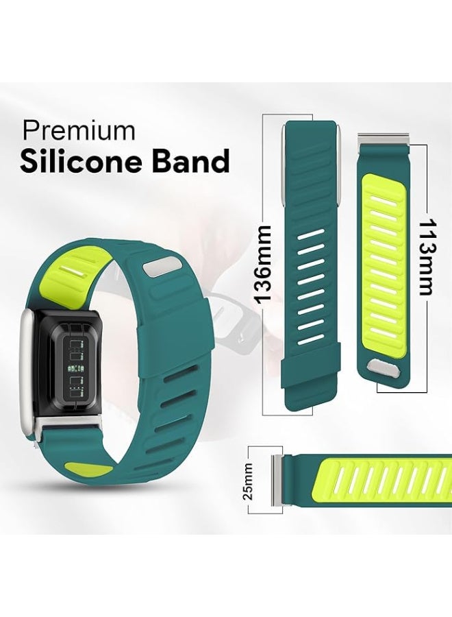 Sports Silicone Strap Compatible with Whoop 5.0/One, Peak Devices Waterproof Design, Sweatproof Strap for Whoop 5.0 (One,Peak) with U-Shape include Connector (Green yellow (silver metal) - Image 2