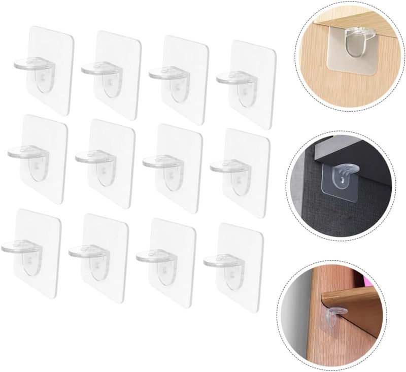 Heavy Duty Adhesive Shelf Corner Brackets 20 Pack No Drill Wall Mount Supports Strong Double Sided Sticky Fixing Clips for Wood Tile Glass Home Storage Organization - Image 2