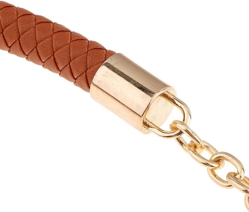 klarako Braided Leather Strap Chain for Handbag Clutch Crossbody Bag, Purse Handle Replacement 60cm  Brown, 60cm - Image 4