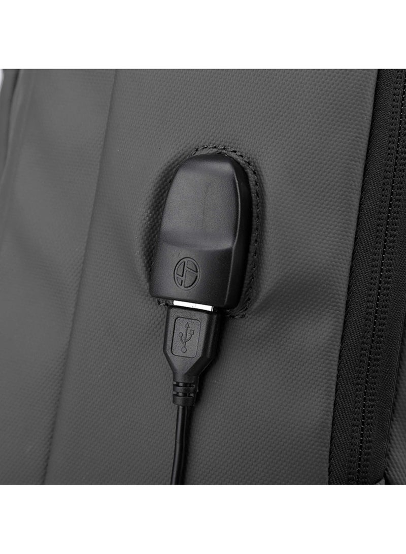 Hike Unisex Polyester Backpack 17.5-inch Water Resistant Computer Bag with Built in USB Port for Men and Women, HK2105-GREY - Image 5