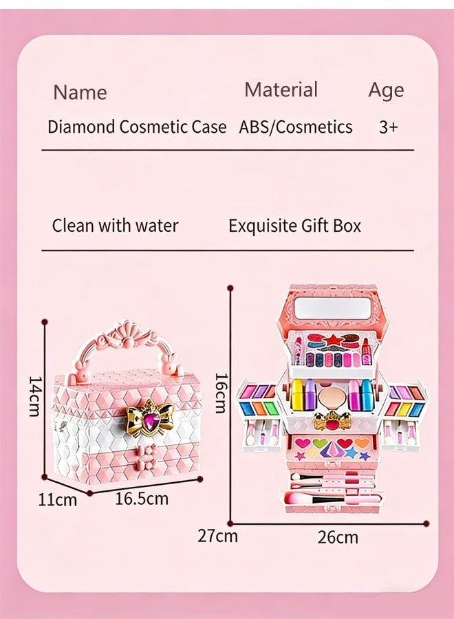 مجموعة مكياج للأطفال للبنات، مجموعة مكياج للبنات، آمنة وقابلة للغسل وغير سامة، صندوق مكياج محمول يتضمن أحمر الشفاه وظلال العيون وما إلى ذلك، ألعاب للبنات من سن 5 إلى 7 سنوات، هدايا عيد الميلاد - Image 2