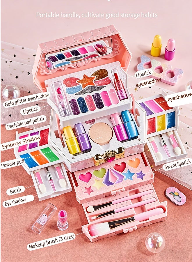 مجموعة مكياج للأطفال للبنات، مجموعة مكياج للبنات، آمنة وقابلة للغسل وغير سامة، صندوق مكياج محمول يتضمن أحمر الشفاه وظلال العيون وما إلى ذلك، ألعاب للبنات من سن 5 إلى 7 سنوات، هدايا عيد الميلاد - Image 5